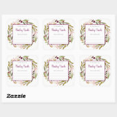 Bourgogne Bloemen Groen Krans Bookplaat Vierkante Sticker (Vel)