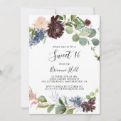 Bourgogne Bloemen Groen Lief 16 Verjaardagsfeest Kaart (Voorkant)