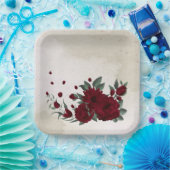 Bourgogne bloemen groen papieren bordje (Feest)