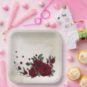 Bourgogne bloemen groen papieren bordje (Feest)