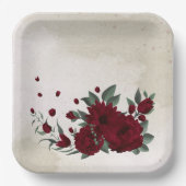 Bourgogne bloemen groen papieren bordje (Voorkant)