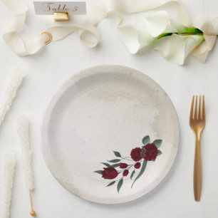 Bourgogne bloemen groen papieren bordje