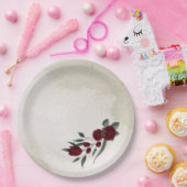 Bourgogne bloemen groen papieren bordje (Feest)