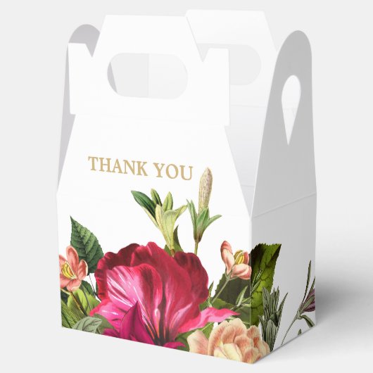 Bourgogne Bloemen Groen Wit Goud Bruiloft Bedankdoosjes (Geopend)