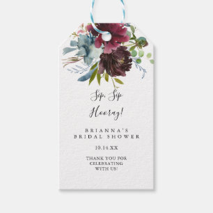 Bourgogne Bloemen Groene Sip Hooray Vrijgezellenfe Cadeaulabel