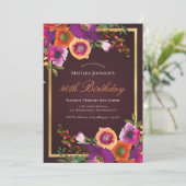 Bourgogne Bloemen Herfst 40e Verjaardagsfeest Kaart (Staand voorkant)