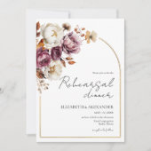 Bourgogne Bloemen Herfst bruiloft repetitie diner Kaart (Voorkant)