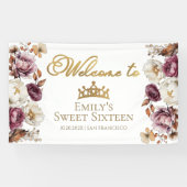 Bourgogne Bloemen Herfst Herfst Sweet 16 Spandoek (Horizontaal)