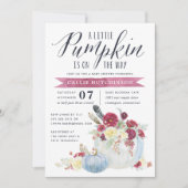 Bourgogne Bloemen & Herfst Pompoen Baby shower Kaart (Voorkant)
