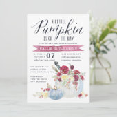 Bourgogne Bloemen & Herfst Pompoen Baby shower Kaart (Staand voorkant)