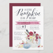 Bourgogne Bloemen & Herfst Pompoen Baby shower Kaart (Voorkant / Achterkant)
