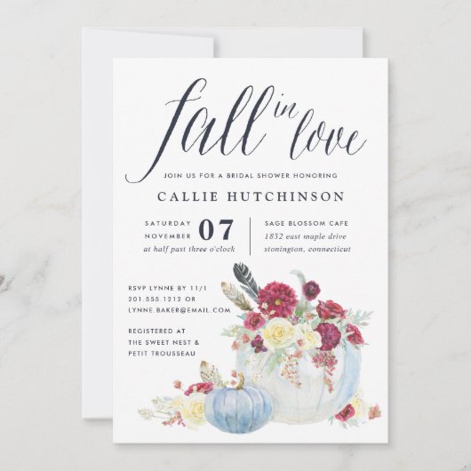 Bourgogne Bloemen & Herfst Pompoen Vrijgezellenfee Kaart (Voorkant)