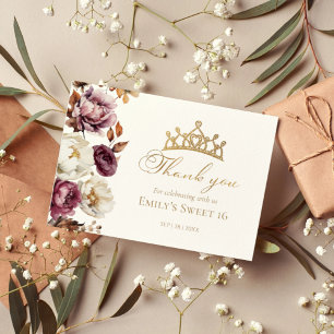 Bourgogne Bloemen Herfst Sweet 16 Dank u Kaarten