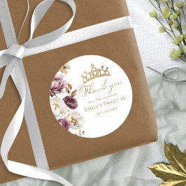 Bourgogne Bloemen Herfst Sweet 16 Dank u Kaarten Ronde Sticker