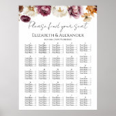 Bourgogne Bloemen Herfst Trouwstoel Grafiek Poster (Voorkant)