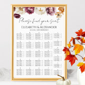 Bourgogne Bloemen Herfst Trouwstoel Grafiek Poster