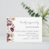Bourgogne Bloemen Herfstboog Trouwen RSVP Kaarten (Staand voorkant)