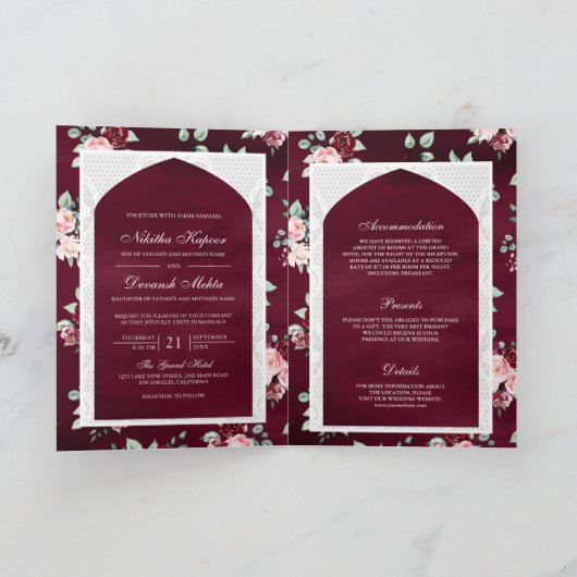 Bourgogne Bloemen Kant Alles In Een Indische Bruil (Binnen)