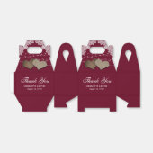 Bourgogne Bloemen Kant Lights Burlap Harten Bruilo Bedankdoosjes (Uitgevouwen)