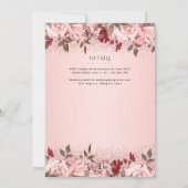 Bourgogne Bloemen Katholieke Nuptial Mass Bruiloft Kaart (Achterkant)