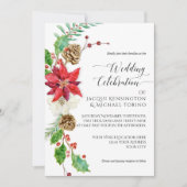 Bourgogne Bloemen Kerst Groen Goud Holly Wedding Kaart (Voorkant)