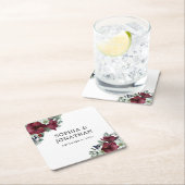 Bourgogne Bloemen Kerstthema Winter bruiloft Kartonnen Onderzetters (Insitu)