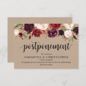 Bourgogne Bloemen, Kraft, Zwart, Huwelijk uitgeste Informatiekaartje (Voorkant / Achterkant)