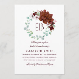 Bourgogne Bloemen Krans Elegant Vrijgezellenfeest Kaart