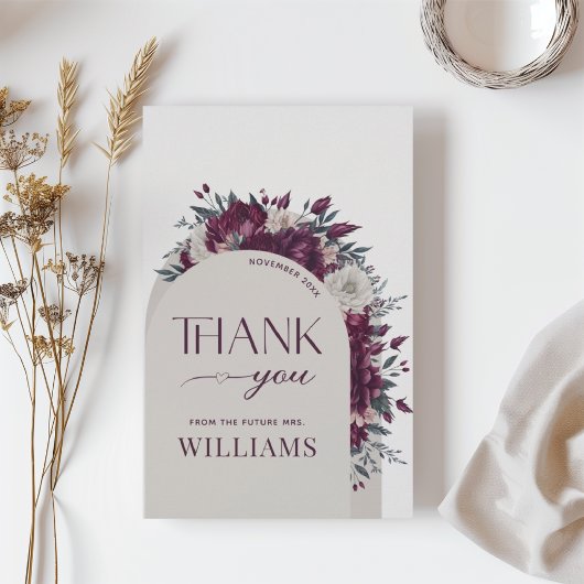 Bourgogne Bloemen Liefde in Bloom Dank u Bedankkaart