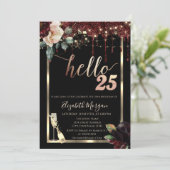 Bourgogne Bloemen, Lijst, Champagne 25e Verjaardag Kaart (Staand voorkant)