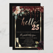 Bourgogne Bloemen, Lijst, Champagne 25e Verjaardag Kaart (Voorkant / Achterkant)