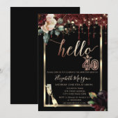 Bourgogne Bloemen, Lijst, Champagne 40e Verjaardag Kaart (Voorkant / Achterkant)