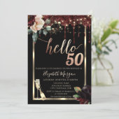 Bourgogne Bloemen, Lijst, Champagne 50e Verjaardag Kaart (Staand voorkant)