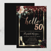 Bourgogne Bloemen, Lijst, Champagne 50e Verjaardag Kaart (Voorkant / Achterkant)