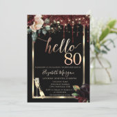 Bourgogne Bloemen, Lijst, Champagne 80ste Verjaard Kaart (Staand voorkant)