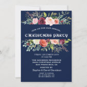 Bourgogne Bloemen Lijst Donkerblauw Kerstfeest Kaart (Voorkant)