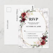 Bourgogne Bloemen Marmeren Geometrische Huwelijk R Briefkaart (Voorkant / Achterkant)