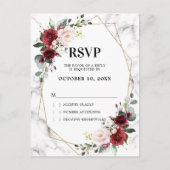 Bourgogne Bloemen Marmeren Geometrische Huwelijk R Briefkaart (Voorkant)