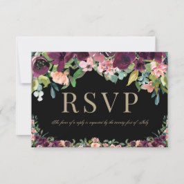 Bourgogne Bloemen Marsala Zwart Bruiloft RSVP