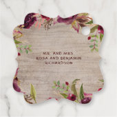 Bourgogne Bloemen Mason Jar Bruiloft Welkomsttas G Bedankjes Labels (Achterkant)