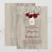 Bourgogne Bloemen Mason Jar Rustiek Vrijgezellenfe Kaart (Voorkant / Achterkant)