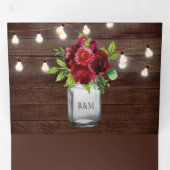 Bourgogne Bloemen Mason Jar String Lights Bruiloft Drieluik Uitnodiging (Binnenzijde eerst)
