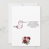 Bourgogne Bloemen Modern Script en details Huwelij Kaart (Achterkant)
