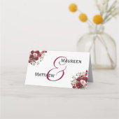 Bourgogne Bloemen Modern Script Tafelnummer Plaatskaartje (Achterkant)