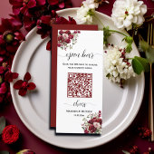 Bourgogne Bloemen Moderne QR Code Huwelijk Open Ba Menu