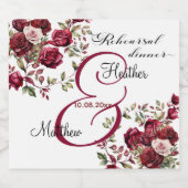 Bourgogne Bloemen Moderne 'Repetitie Diner' Trouwe Bier Etiket (Enkel label)