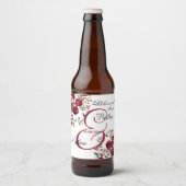 Bourgogne Bloemen Moderne 'Repetitie Diner' Trouwe Bier Etiket (Voorkant)