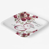 Bourgogne Bloemen Moderne 'Repetitie Diner' Trouwe Papieren Bordje (Gebogen)