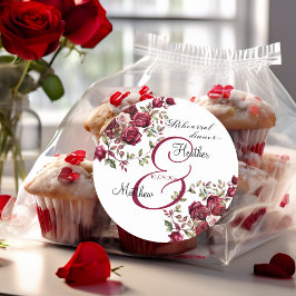 Bourgogne Bloemen Moderne 'Repetitie Diner' Trouwe Ronde Sticker