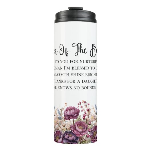 Bourgogne Bloemen Moeder van de bruid Tumbler Thermosbeker (Voorkant)